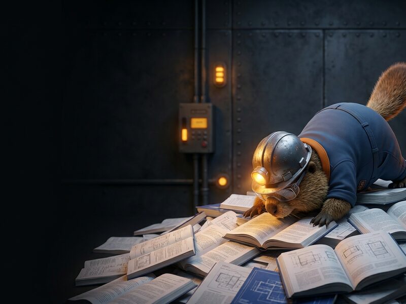 Marlow diving headfirst into a pile of equipment manuals, amber lamp glowing